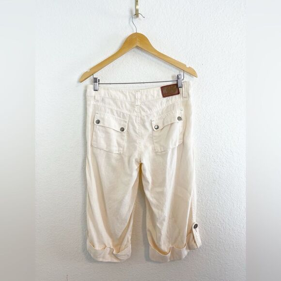 Anthropologie Level 99 Linen utility cargo baggy culottes in cream 28 - Picture 2 of 8